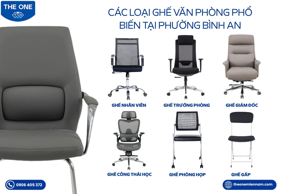 Các loại ghế văn phòng phổ biến tại Phường Bình An