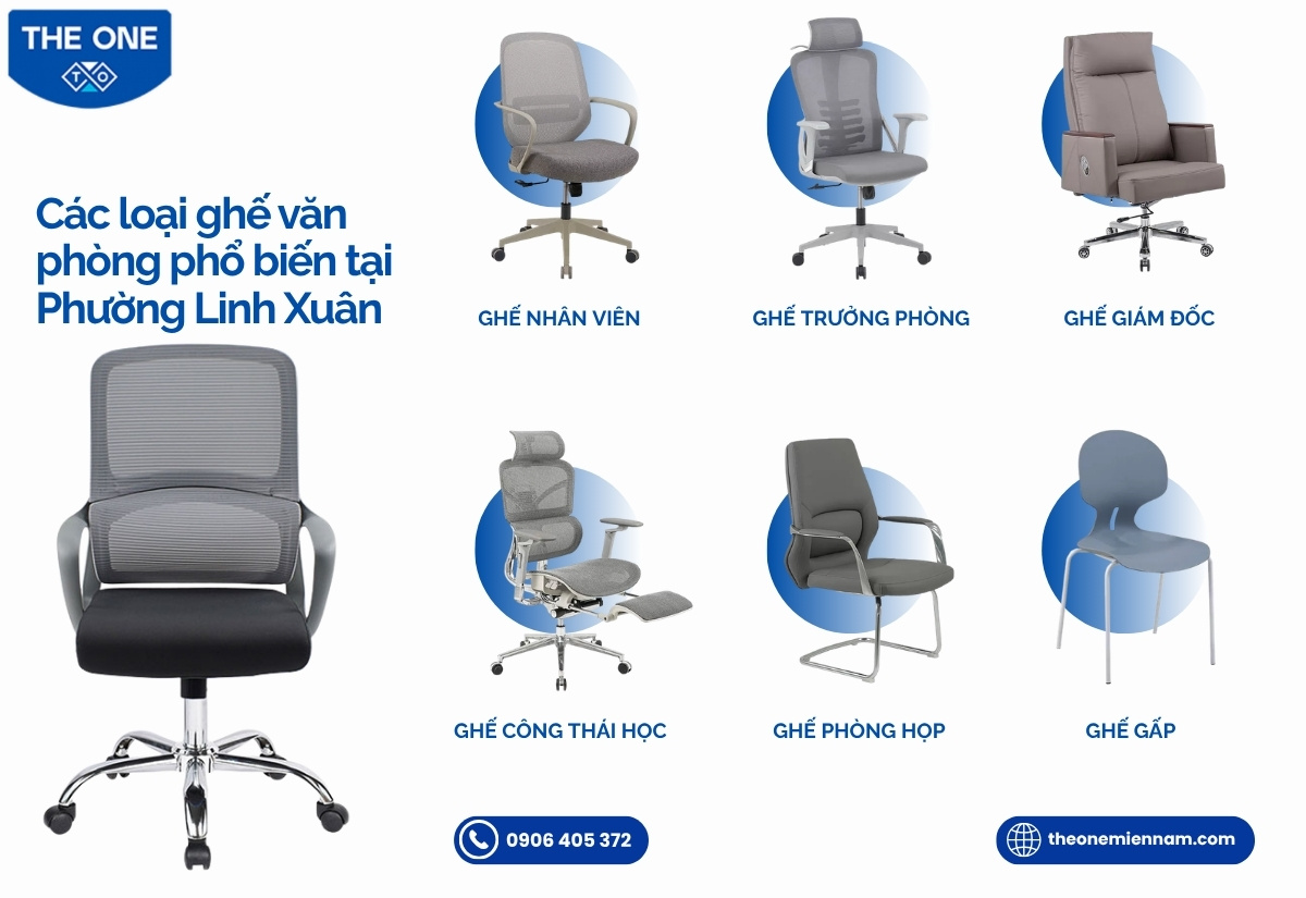 Các loại ghế văn phòng phổ biến tại Phường Linh Xuân