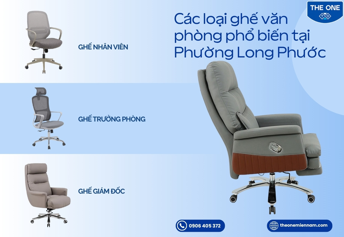 Các loại ghế văn phòng phổ biến tại Phường Long Phước