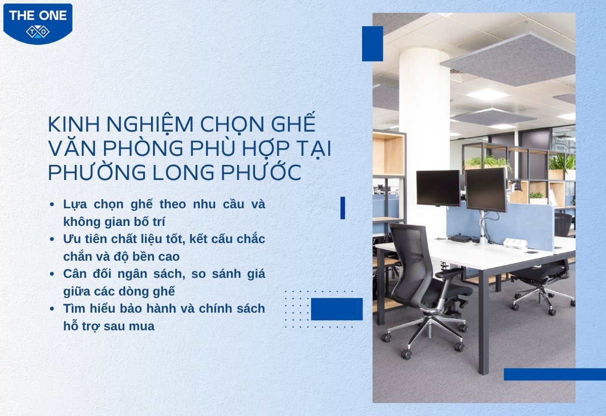 Kinh nghiệm chọn ghế văn phòng phù hợp tại Phường Long Phước