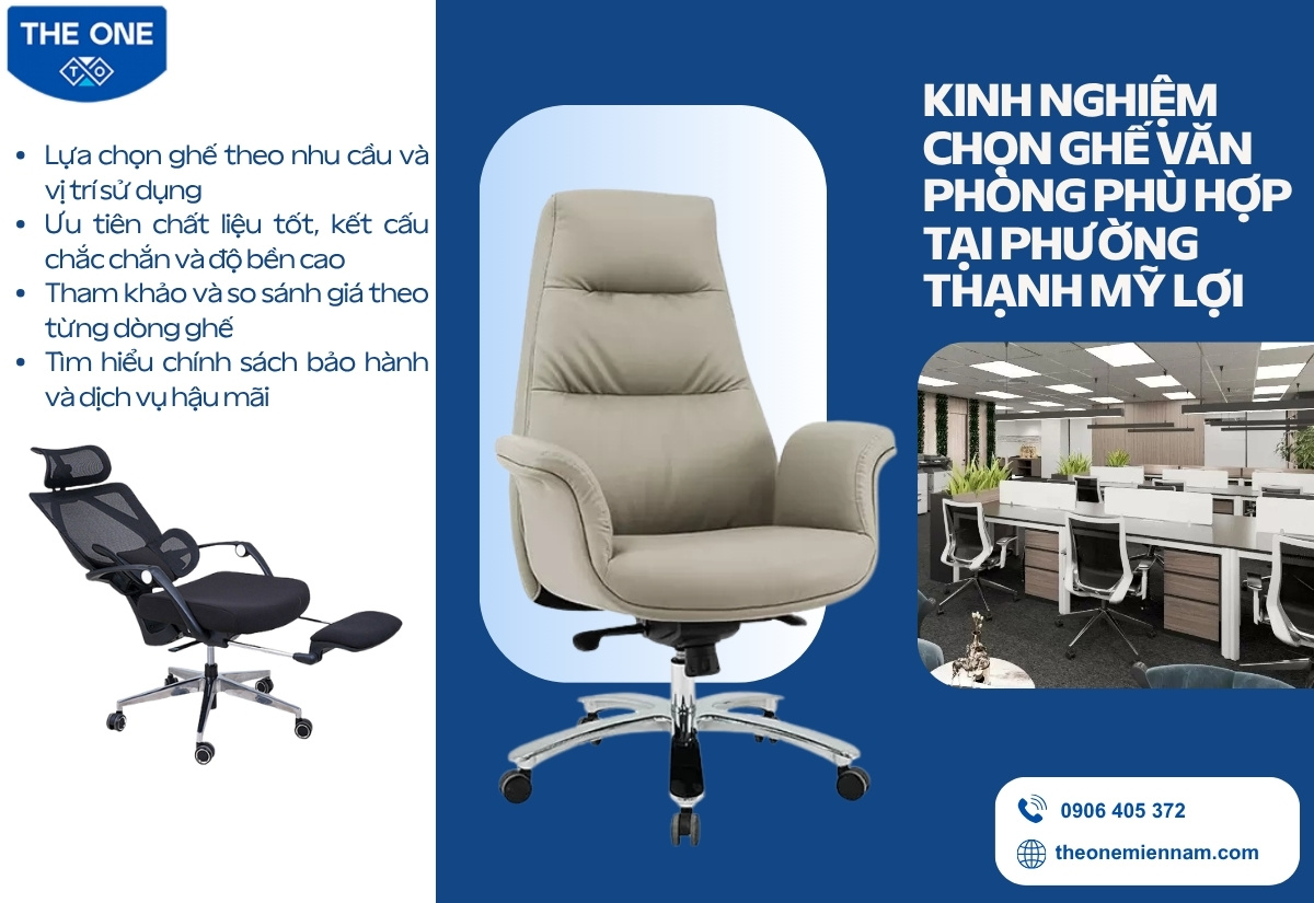 Kinh nghiệm chọn ghế văn phòng phù hợp tại Phường Thạnh Mỹ Lợi